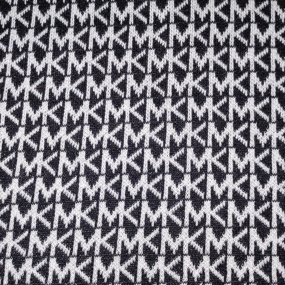 Michael Kors Monogram Zip Up Cotton Sweater Hoodie, Black & White - Picture 3 of 7